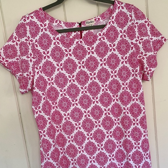 Hatley, Nellie, Cotton Short Sleeve Geometric Dress, Fuchsia Compass, Pink, Teal - Picture 3 of 7
